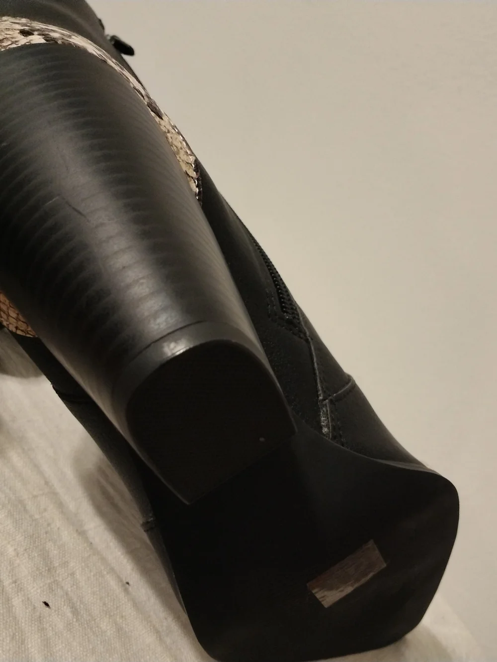 Western Boots Black Over-the-Knee with Snake Print US 10.5 - UK 8